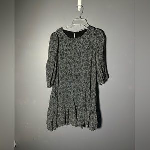 Zara Micro Dot Ruffled Mini Dress In Black Combo Size Medium
